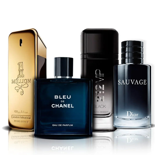 Sada 4 parfémů | One Million, Bleu de Chanel, 212 Vip Black i Sauvage (100 ml)